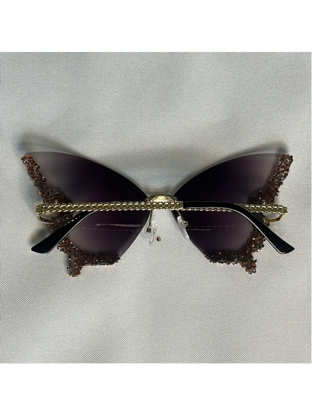 DARK GRAY BUTTERFLY SUNGLASSES W/FREE CASE - Picture 3 of 7